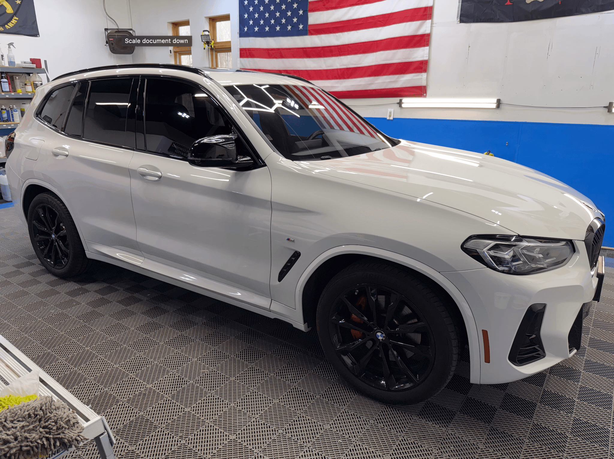 AS-1 windshield strip — top tint band installed to legal line.